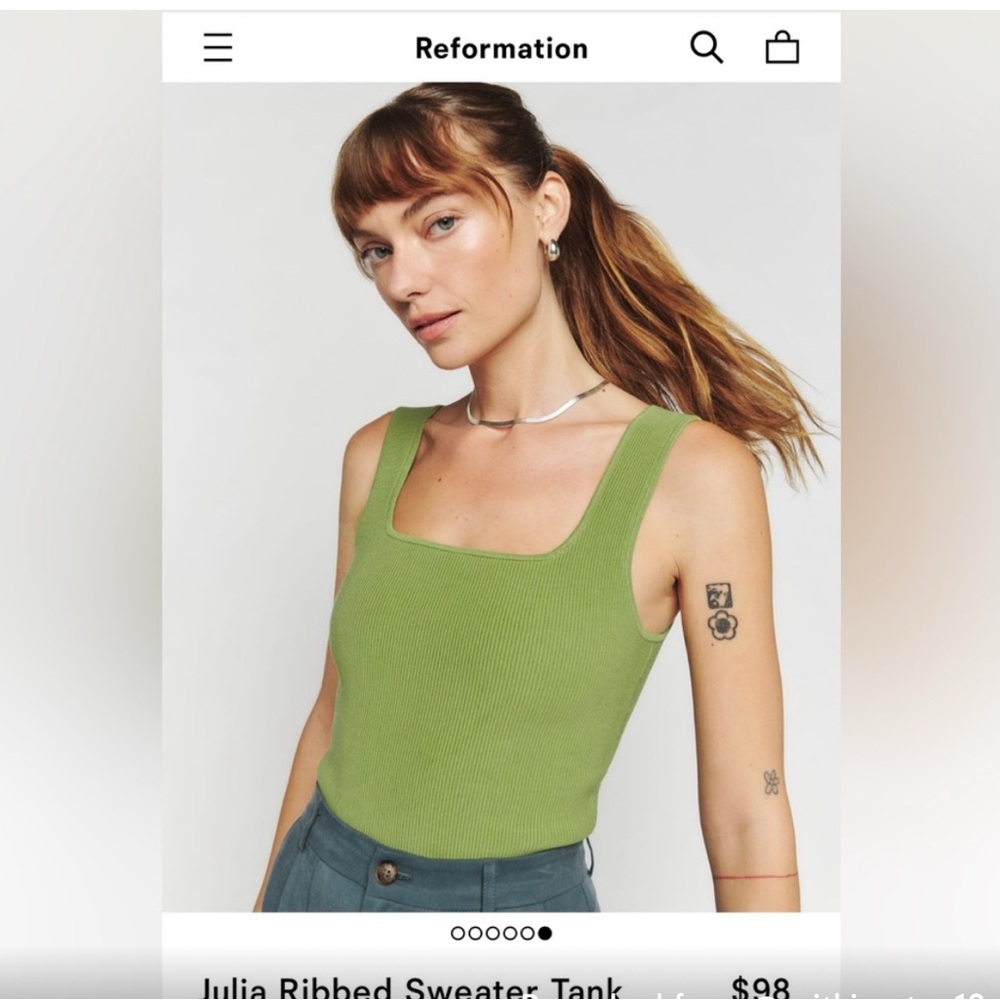 Reformation Julia ribbed sweater tank avocado green medium